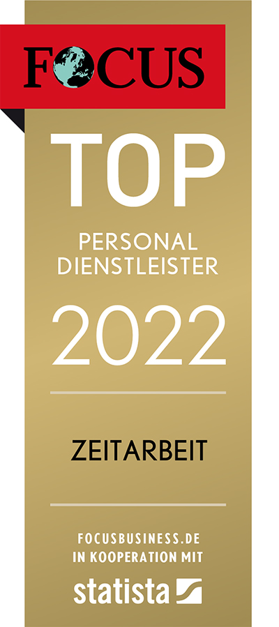 FOCUS TOP Personaldienstleister ZEITARBEIT 2022 Siegel pluss